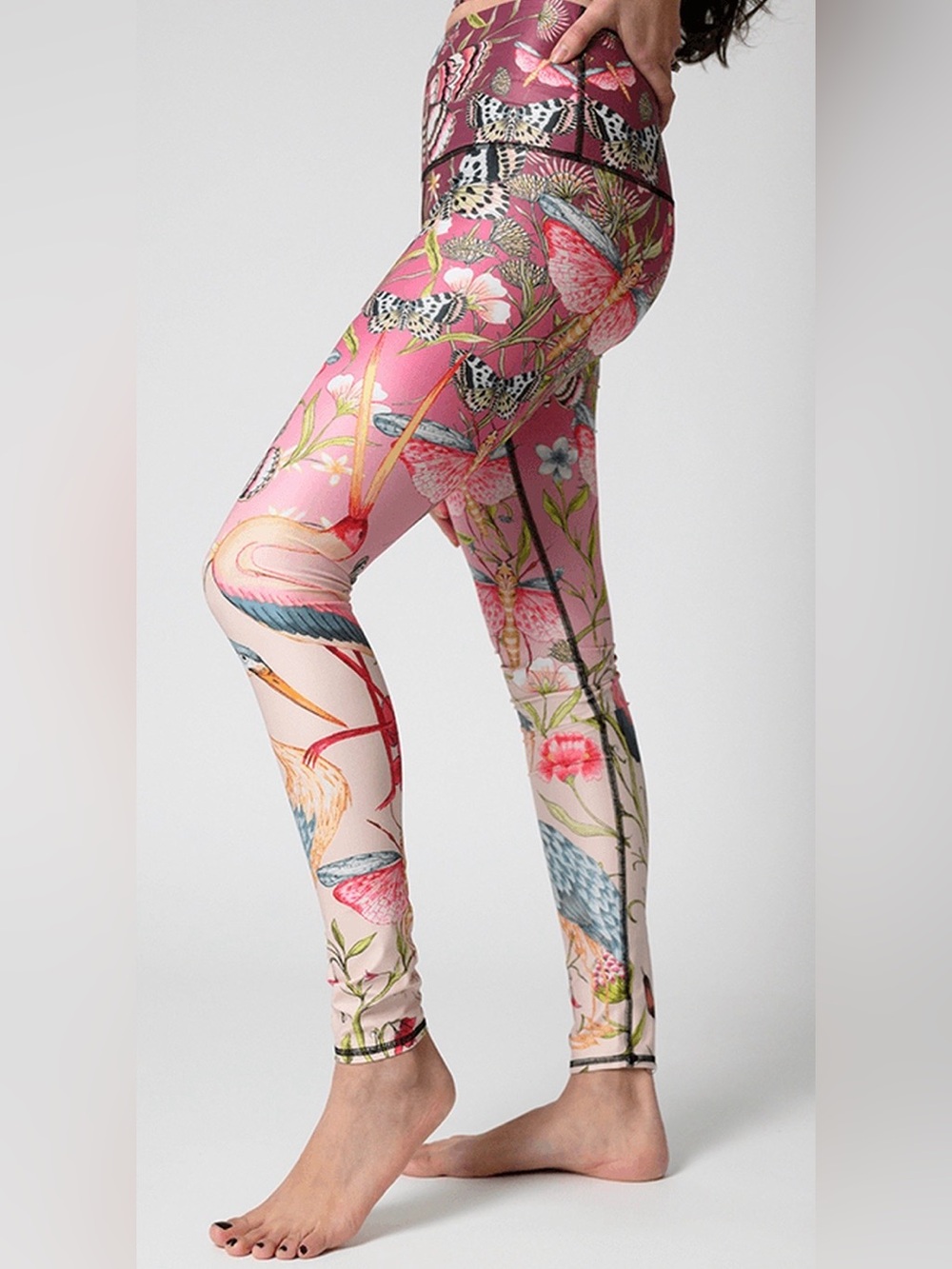 Yoga Democracy Pretty In Pink Full Length Leggings Size SMALL - Picture 2 of 12